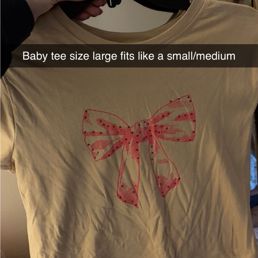 Kids Bow Graphic Tee - Tan and Pink